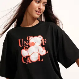 Street By Tokyo Talkies Women Graphic Printed Round Neck Cotton Oversized T-shirt-picture-11