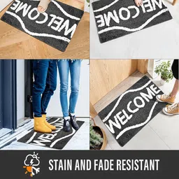 Kuber Industries 6Pcs Black & Grey Printed Rectangle Anti Skid Doormats image 5