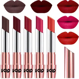 VOLO Set Of 5 Creme Matte Lipstick-3.5g Each-Chocolate-Maroon-Red-Passion Pink-Orange-picture-10