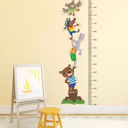 LANSTICK Brown & Grey Animals With Height Chat Printed Wallsticker-image-61