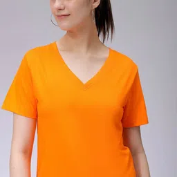 Freehand by The Indian Garage Co Women V-Neck Raw Edge T-shirt-picture-38