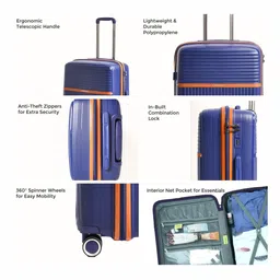 CARRIMATE Textured Anti-Theft Zipper 360 Spinner Wheels Hard-Sided Large Trolley Bag image 5