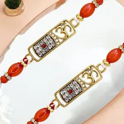 MEIRA JEWELLERY Set Of 2 Stones Studded And Beaded Thread Rakhis image 4