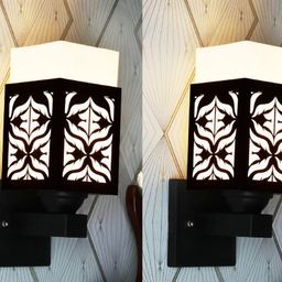 Gojeeva Black Wood Square Shaped Wall Lamp-picture-13