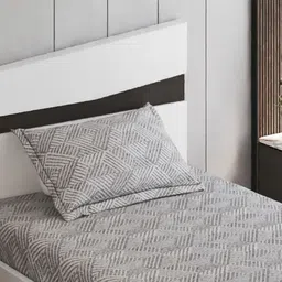 Home Centre Oxford Grey & Off White Printed Cotton 144 TC Single Bedsheet Set-2.28mx1.52m image 2