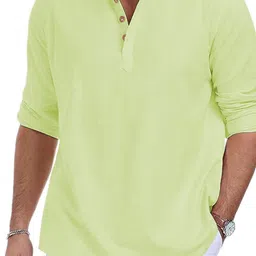 KNOWTED Band Collar Roll-Up Sleeves Straight Short Kurta image 3