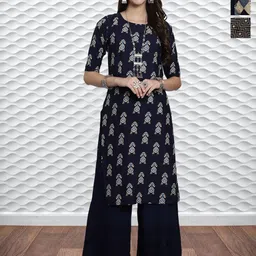 HERE&NOW Selection Of 3 Ethnic Motifs Printed Round Neck Straight Kurtas-picture-37