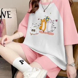 JC Mode Printed Round Neck T-Shirt & Shorts Co-Ords image 5