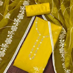 KIMISHA Floral Embroidered Beads and Stones Unstitched Dress Material-image-42