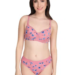 Liigne Pack Of 3 Everyday Printed Pure Cotton Padded Bra With Panty Lingerie Set image 2