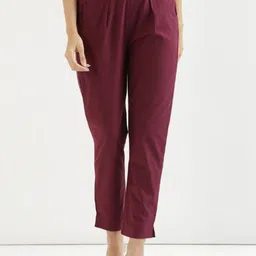 Moda Rapido Women Pure Cotton Pleated Trousers-image-37