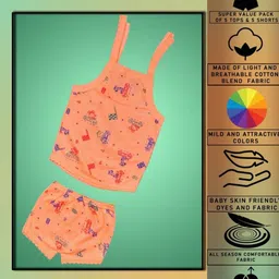 HUXX Girls Pack Of 5 Printed Pure Cotton Top with Shorts image 4