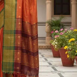 Anouk Rustic Woven Design Zari Silk Blend Handloom Kanjeevaram Saree image 5