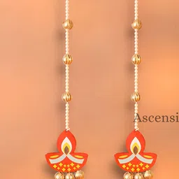 Ascension Red & White 2 Pieces Diya Gota Hangings-picture-35