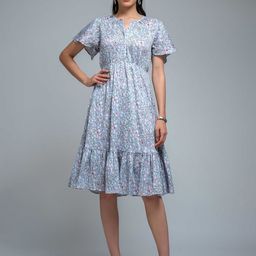 R.Code by The Roadster Life Co. Women Floral Printed Layered Crepe Fit & Flare Dress-picture-41