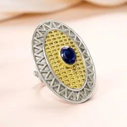 Peora Silver & Gold-Plated Studded Statement Finger Ring-picture-12