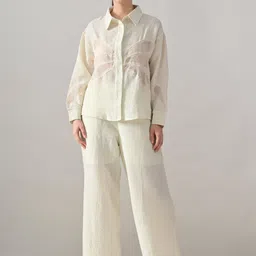 ANNY Embroidered Shirt Collar Shirt & Trousers Co-Ords-picture-41