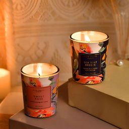 TAYHAA Cream & Blue 2 Pieces Sweet Rose & Sea Salt Breeze Premium Scented Jar Candles-picture-23