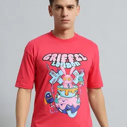 GRIFFEL Men Typography Printed Round Neck Cotton Oversized T-Shirt-image-42