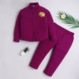 BAATCHEET Boys Embroidered Long Sleeves Pure Cotton Shirt With Trouser-image-39