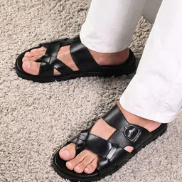 LOUIS STITCH Men Kolhapuri Style Lightweight Toe Ring Leather Sandal-picture-30