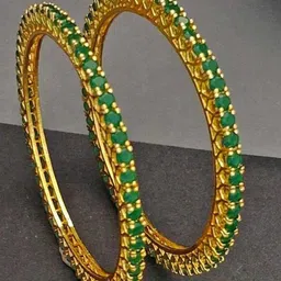 Zevarly Pack Of 2 Gold Plated American Diamond-Studded Bangles-picture-10