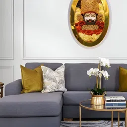 SHRI KHATU SHYAM CREATION Gold-Toned & Red Single Piece Religious Wall Arts image 4