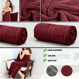 LacyLook Maroon & Maroon 1 Cotton 400 GSM Bath Towel image 2