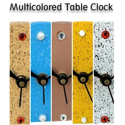 OLIVE TREE White Geometric Abstract Printed Geometric Wooden Analogue Table Clock image 2