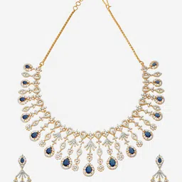 Kushal's Fashion Jewellery Sapphire Gold-Plated Party Zircon Necklace Set image 2
