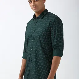 Peter England Casuals Men Spread Collar Micro Ditsy Printed Cotton Slim Fit Casual Shirt image 4