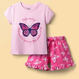 Honeyhap Girls Printed Pure Cotton T-shirt and Shorts Night suit-picture-28