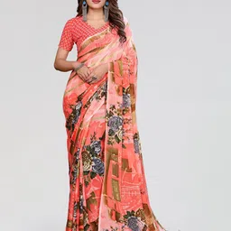 Moda Rapido Women Floral Printed Poly Georgette Saree-picture-23
