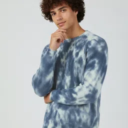 glitchez Ribbed Abstract Design Oversized Pullover-image-82