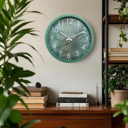Kuber Industries Green & White Wall Clock-picture-4