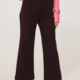 AMSWAN Women Smart Flared High-Rise Trousers-image-81