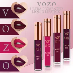 VOZO Set Of 4 Matte Lips Liquid Lipstick- 4ml Each-Wine102-Maroon103-Magenta105- Wine201 image 1