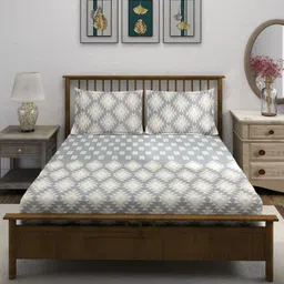 SWAYAM Grey & Beige Geometric 210 TC King Bedsheet with 2 Pillow Covers image 4