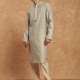 Souragya Premium Jaquard Embroidered Sea Green Kurta Set for Men image 4