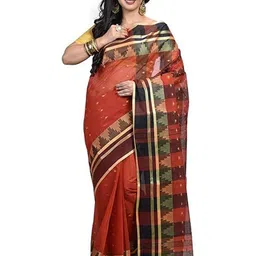 RAJ SAREE HOUSE Woven Design Zari Pure Cotton Taant Saree-picture-23