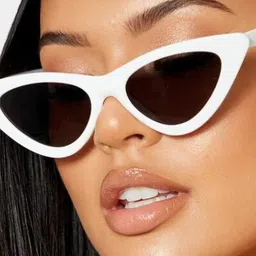 Being Better Unisex Black Lens & White Oval Sunglasses with image 4