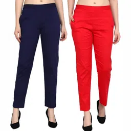 MIXFIT Women Pack Of 2 Slim Fit Cotton Trousers-picture-11