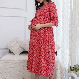 Nayo Print Maternity Empire Midi Dress image 4