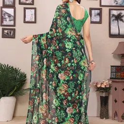 KALINI Women Floral Printed Georgette Saree image 3