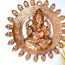 apka mart Bronze Ganesh Wall Hanging Statue-image-69