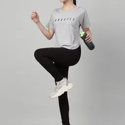 MKH Women Typography Printed Drop-Shoulder Sleeves Dri-FIT T-shirt image 5