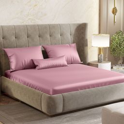 haus & kinder Mauve Satin Fitted 300 TC King Bedsheet Set 1.82 m x 1.98 m x 25.4 cm-picture-15