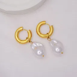 Perfectly Average Women 18K Gold Plated Irregular Water Pearl Drop Earrings-picture-54