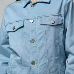 VUDU Women Spread Collar Solid Denim Jacket image 4