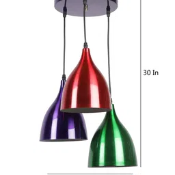 Multicolour Metal 3 Light Cluster Hanging Lamp By Foziq image 5
